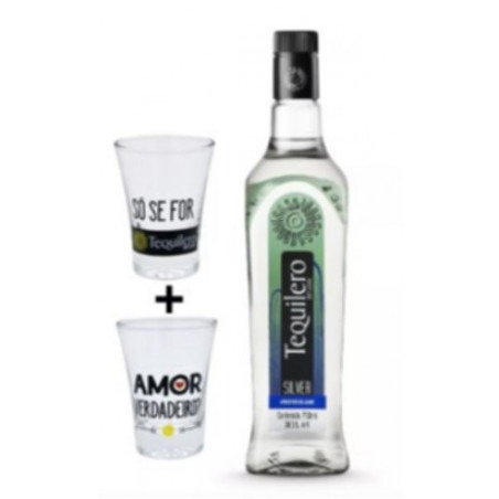 TEQUILA TEQUILERO SILVER KIT C/ 2 COPOS 6X750ML