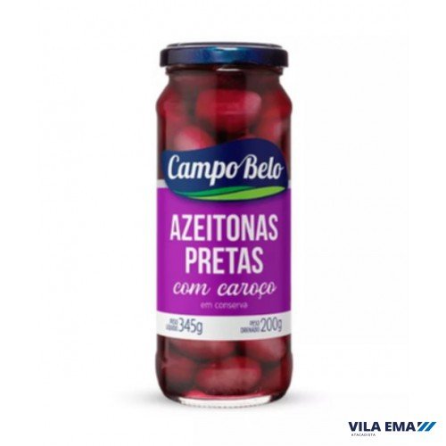 AZEITONA PRETA C/CAROÇO CAMPO BELO 12X200G VIDRO