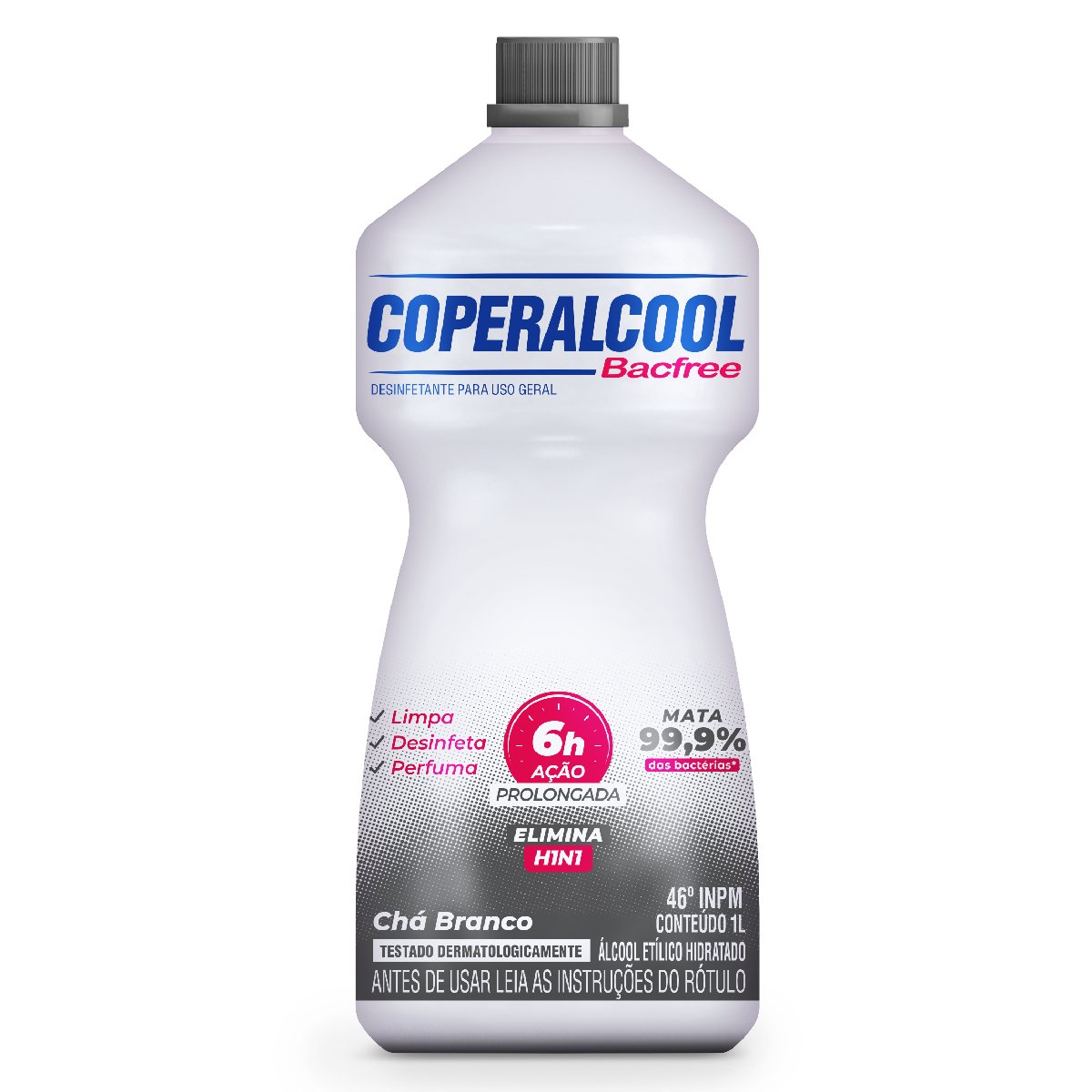 348 ALCOOL ETILICO 46 INPM COPERALCOOL BACFREE CHA BRANCO 12X1L