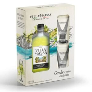 022034-5-1.jpg KIT: LICOR ITA VILLA MASSA LIMONCELLO + 2 COPOS (CX 6)