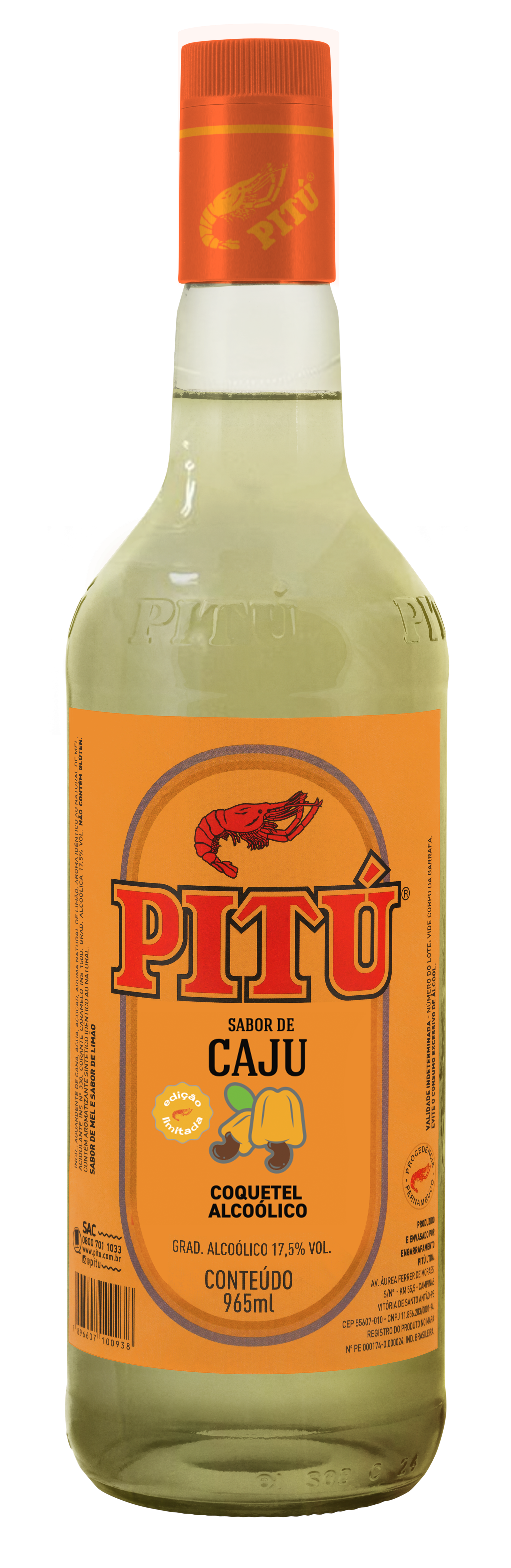 AGUARDENTE PITU CAJU 6X965ML
