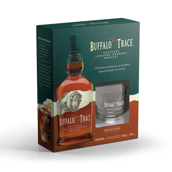 KIT: WHISKY AME BUFFALO TRACE 750ML + 1 COPO (CX 6)