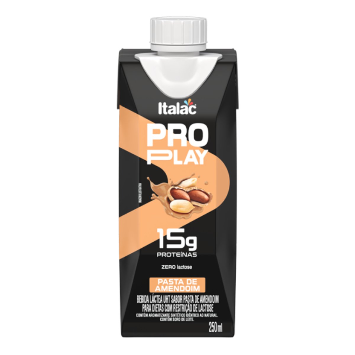 BEB. LAC. UHT WHEY PASTA DE AMENDOIM ZERO LACTOSE 12X250ML (15G PROTEINA)