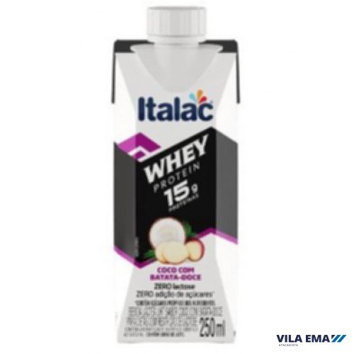 BEB. LAC. UHT WHEY BATATA DOCE COM COCO ZERO LACTOSE ITALAC 12X250ML (15G PROTEINA)