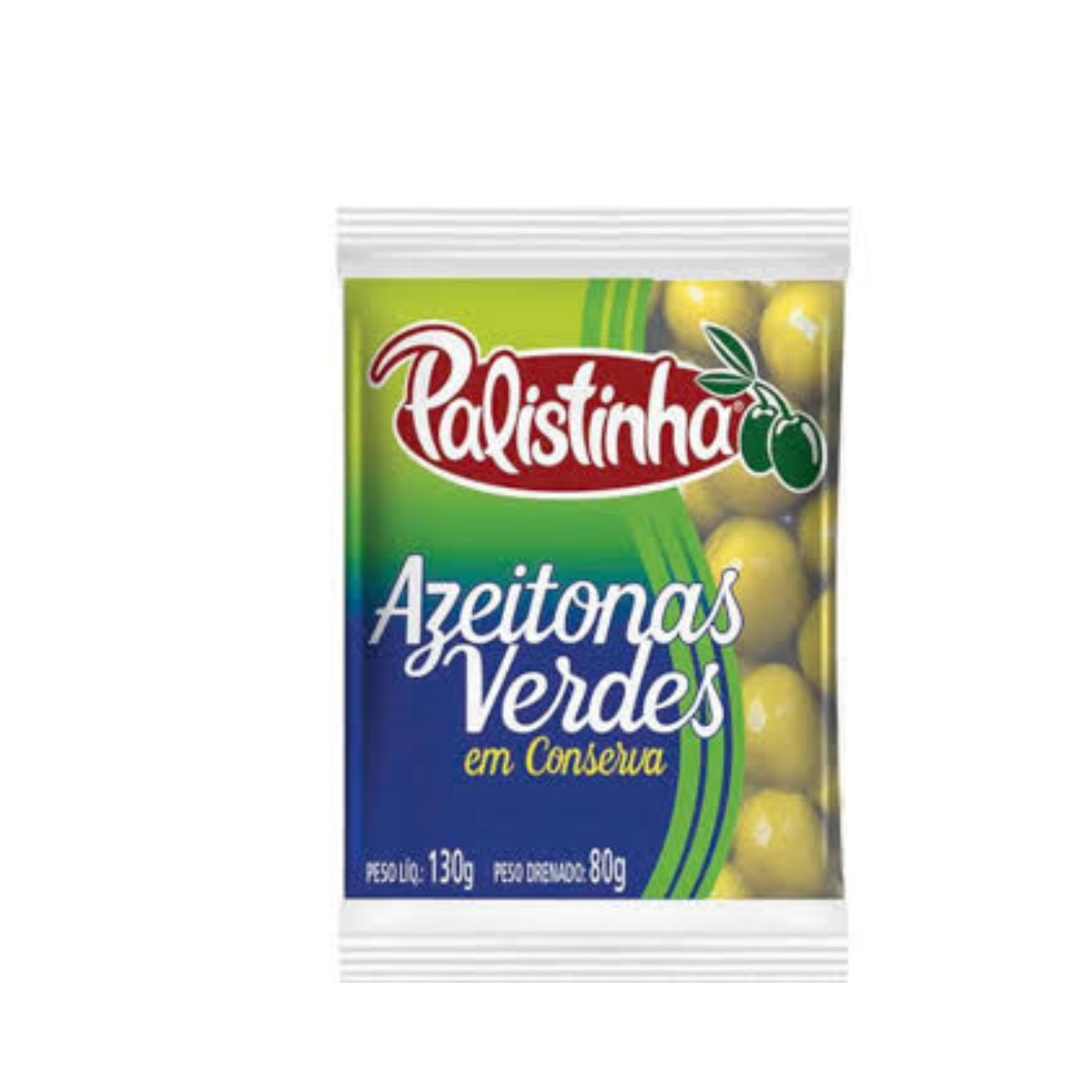 AZEITONA VERDE INTEIRA SACHE 40X80G PALISTINHA
